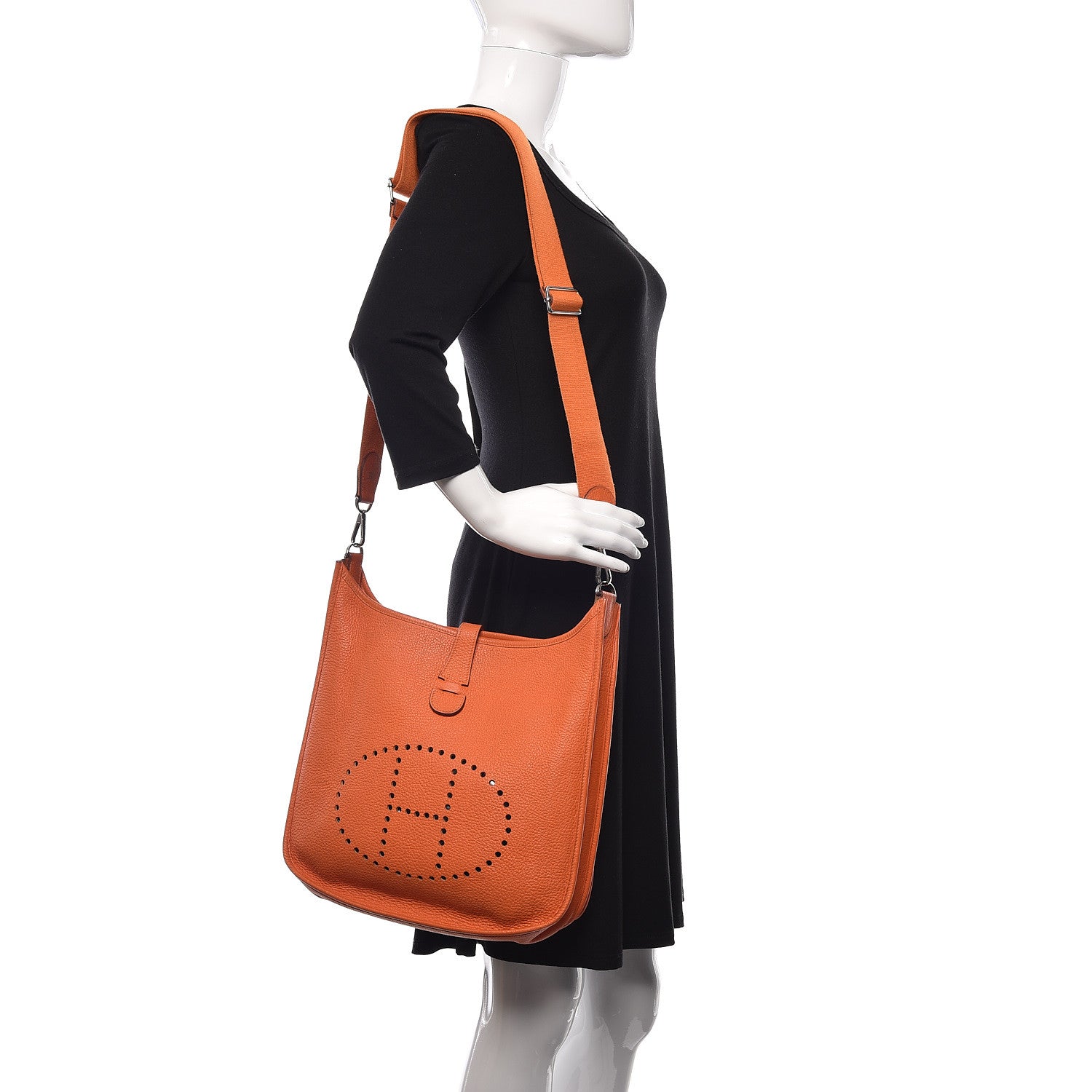 Hermes Taurillon Clemence Evelyne III GM Orange 2 of 12