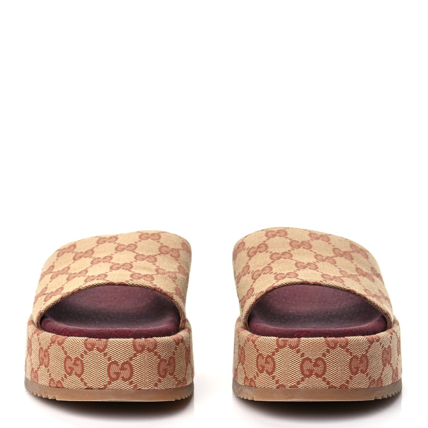 Canvas GG Monogram Angelina Platform Slide Sandals 40.5 Beige Ruggine
