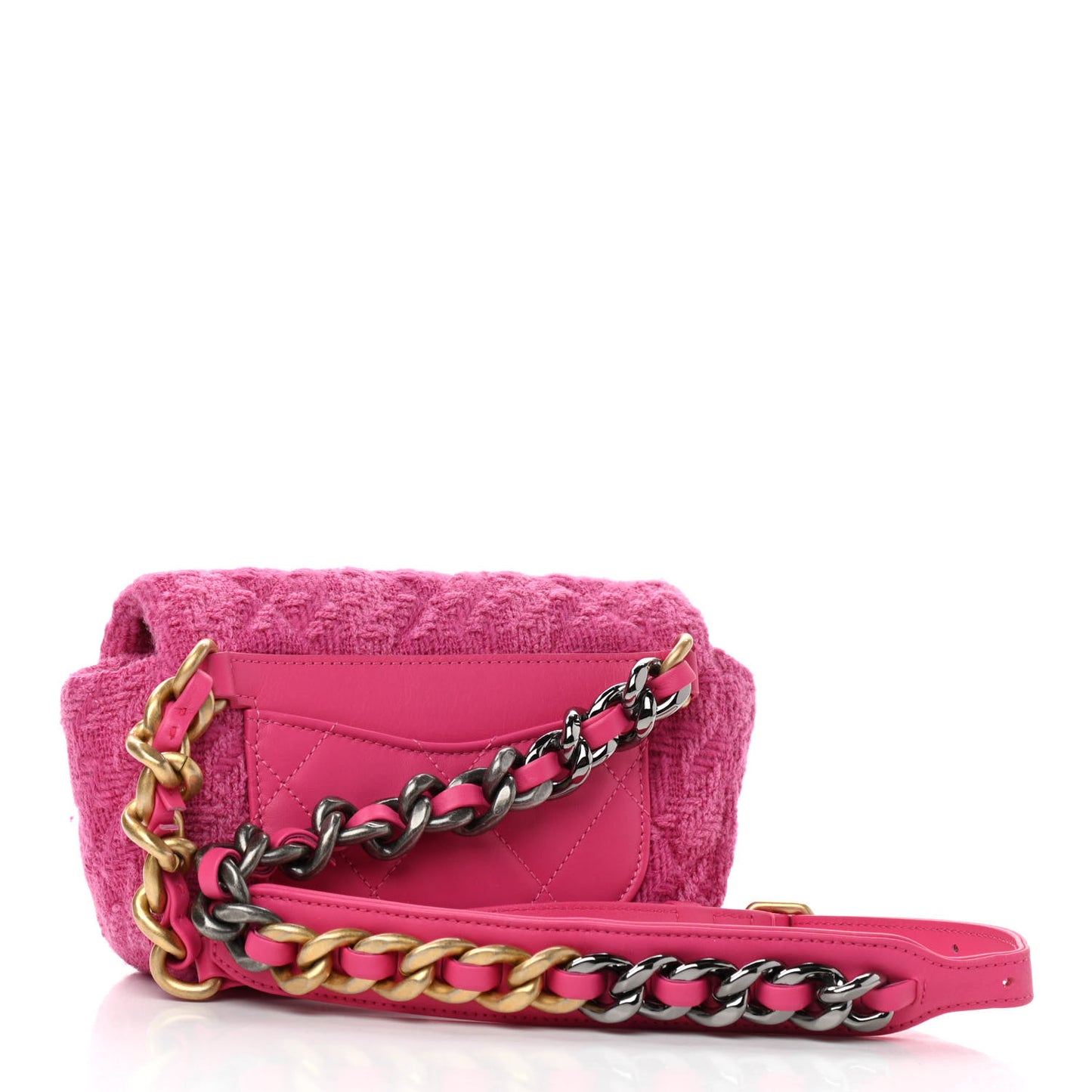 Tweed Quilted Chanel 19 Waist Bag Pink