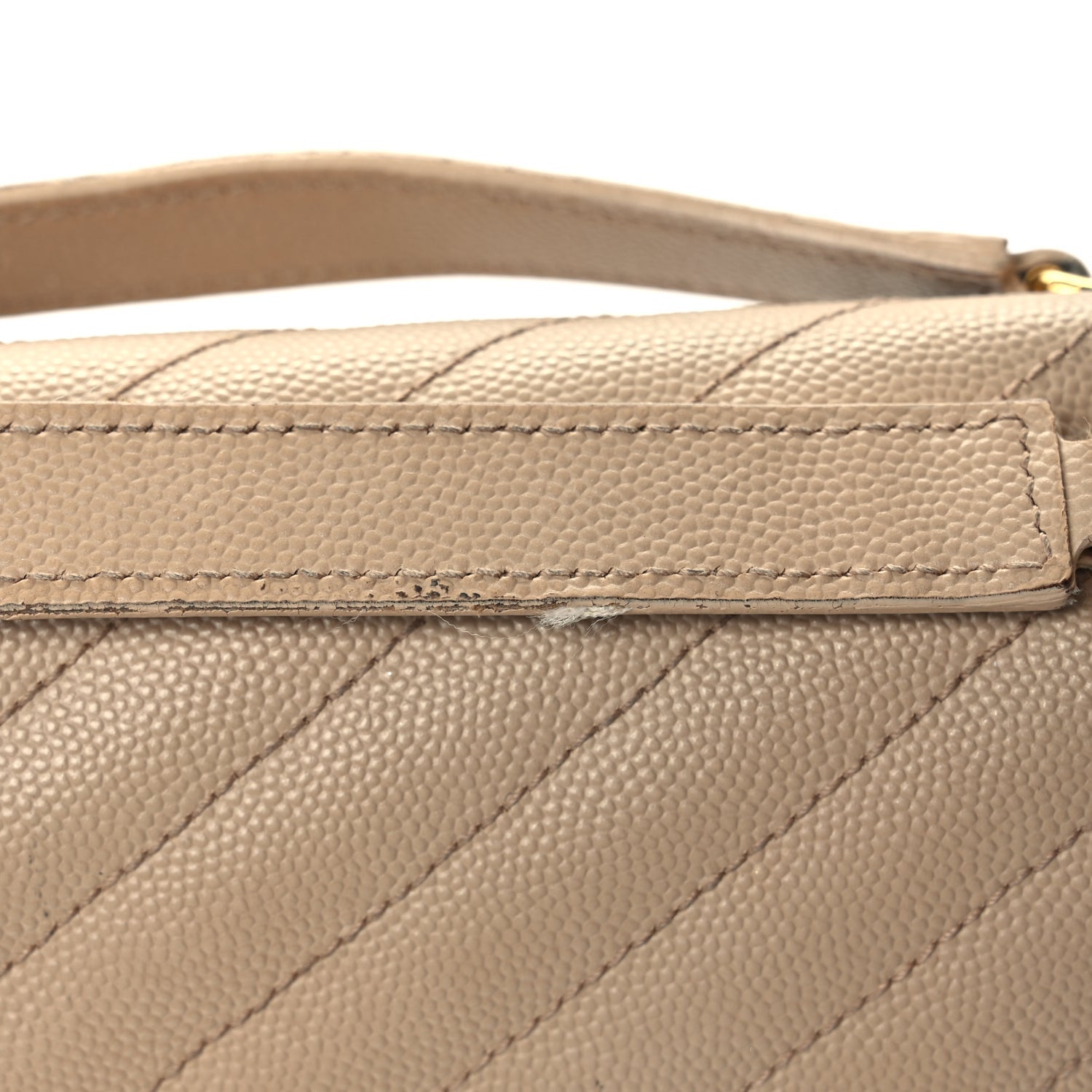 Saint Laurent Grain De Poudre Matelasse Chevron Large Monogram Satchel Dark Beige 11 of 11