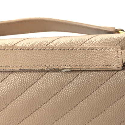 Saint Laurent Grain De Poudre Matelasse Chevron Large Monogram Satchel Dark Beige 11 of 11