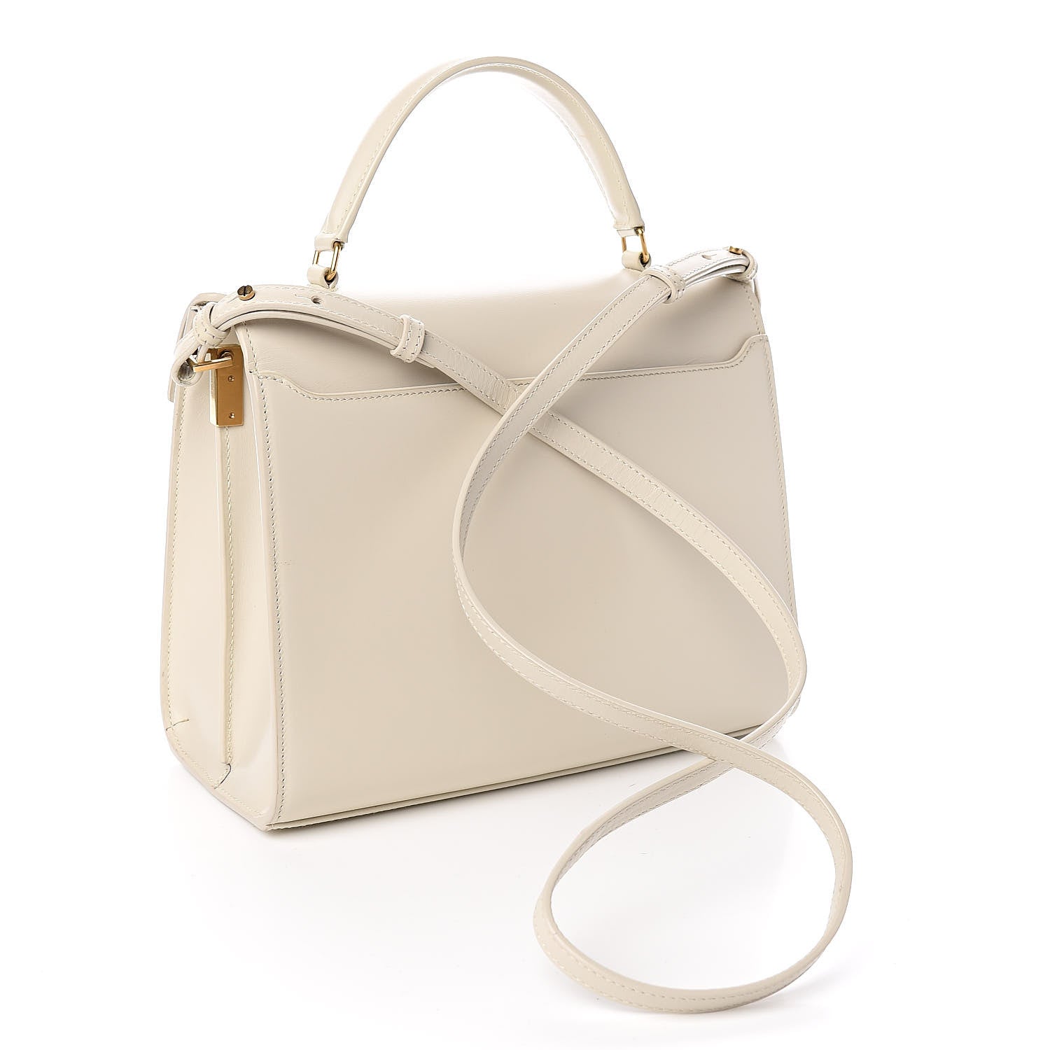 Saint Laurent Smooth Calfskin Medium Classic Monogram Cassandra Top Handle Crema Soft Rouge Legion 3 of 11