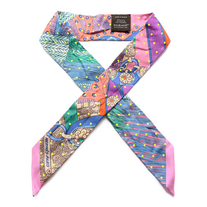 Hermes Silk Selle de Dignitaire Plumetis Twilly Rose Saumon Vert 1 of 5