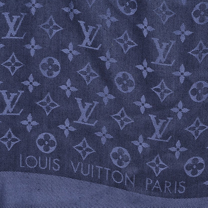 Louis Vuitton Wool Silk Monogram Shawl Blue Nuit 3 of 6