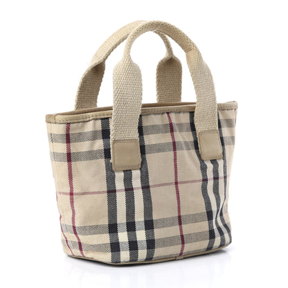 Burberry Canvas Vintage Check Mini Tote Beige 3 of 10