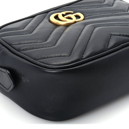 Gucci Calfskin Matelasse Mini GG Marmont Chain Shoulder Bag  Black 7 of 8
