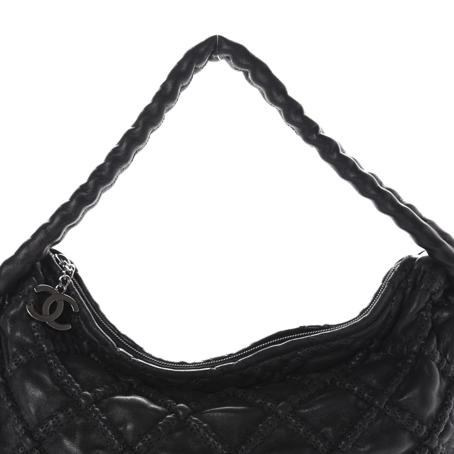 Quilted Lambskin Hidden Chain Hobo Black