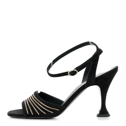 Chanel Suede Kidskin Chain Sandals 40 Black 1 of 9