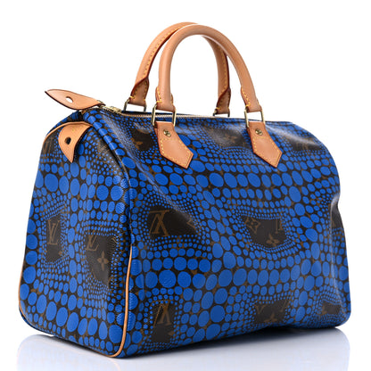 Louis Vuitton Monogram Kusama Town Speedy 30 Blue 3 of 12