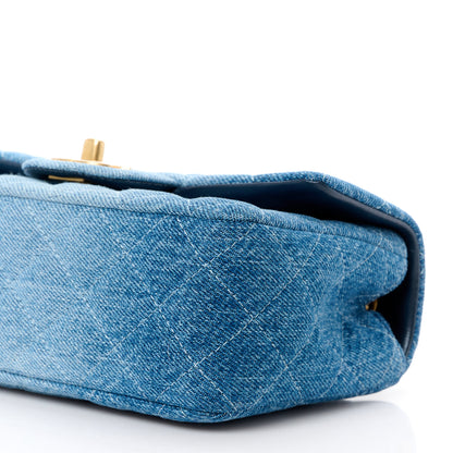Chanel Washed Denim Quilted Mini Rectangular Flap Blue 12 of 15