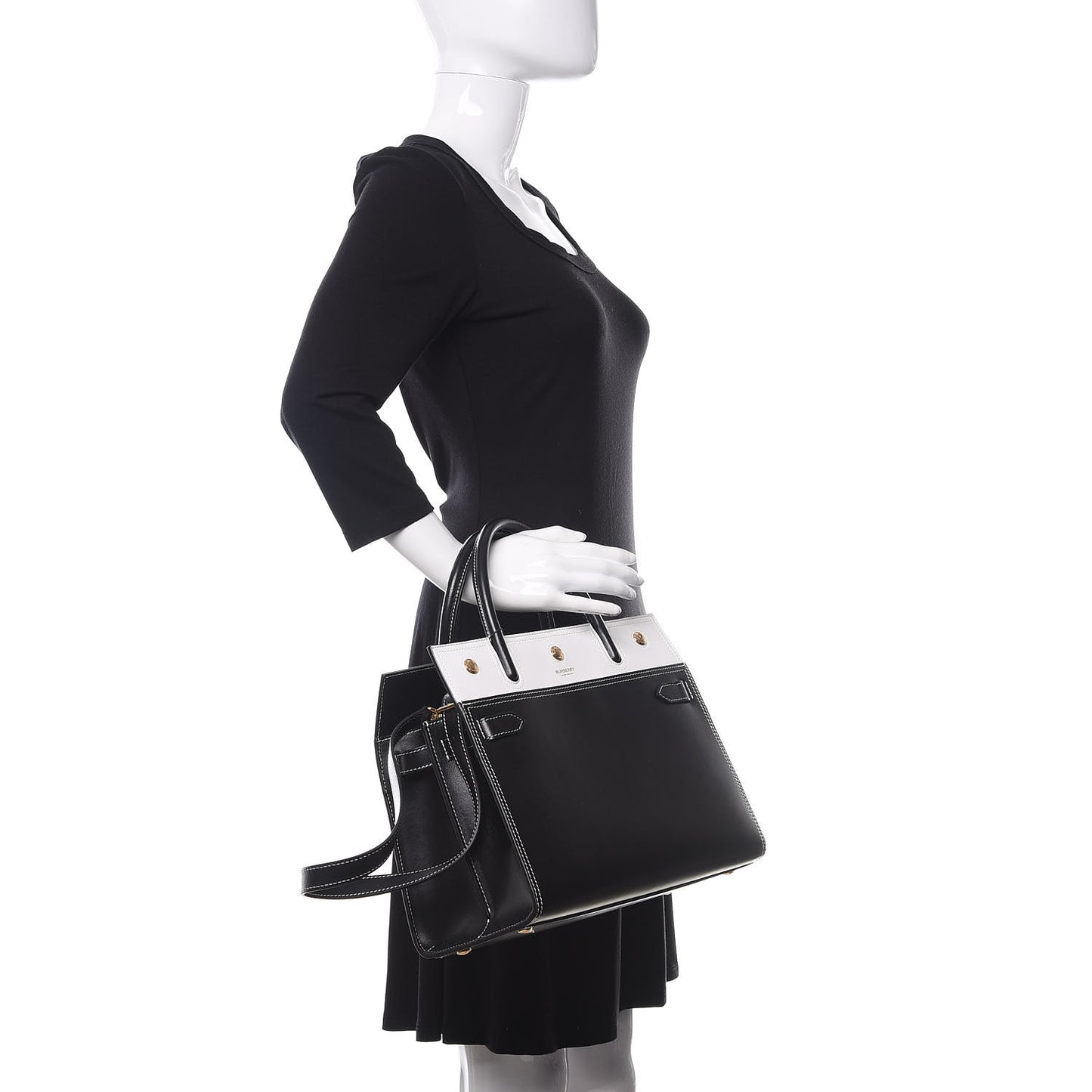 Calfskin Small Two Handle Title Bag Black
