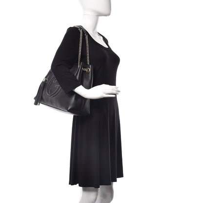 Gucci Pebbled Calfskin Medium Soho Chain Shoulder Bag Black 2 of 9