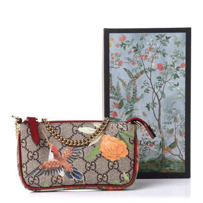 Gucci GG Supreme Monogram Tian Mini Chain Bag Beige Multicolor Red 10 of 10