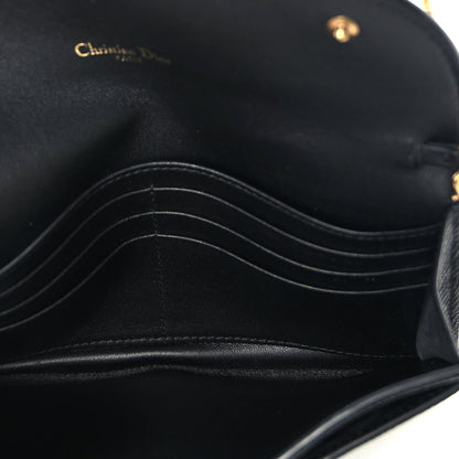 Christian Dior Grained Calfskin Saddle Chain Wallet Pouch  Black 4 of 8