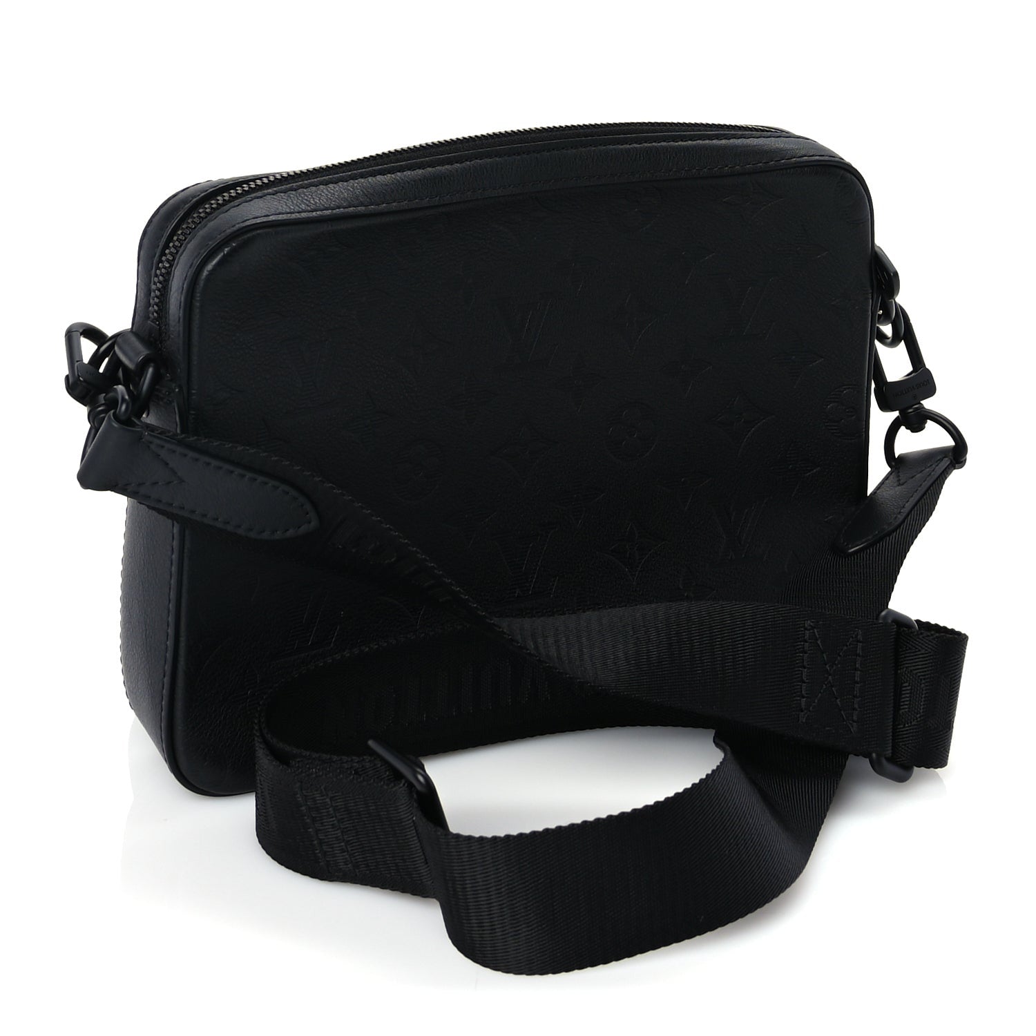Louis Vuitton Calfskin Monogram Shadow Trio Messenger  Black 2 of 8