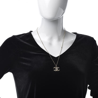 Chanel Pearl Crystal CC Pendant Necklace Gold 2 of 4