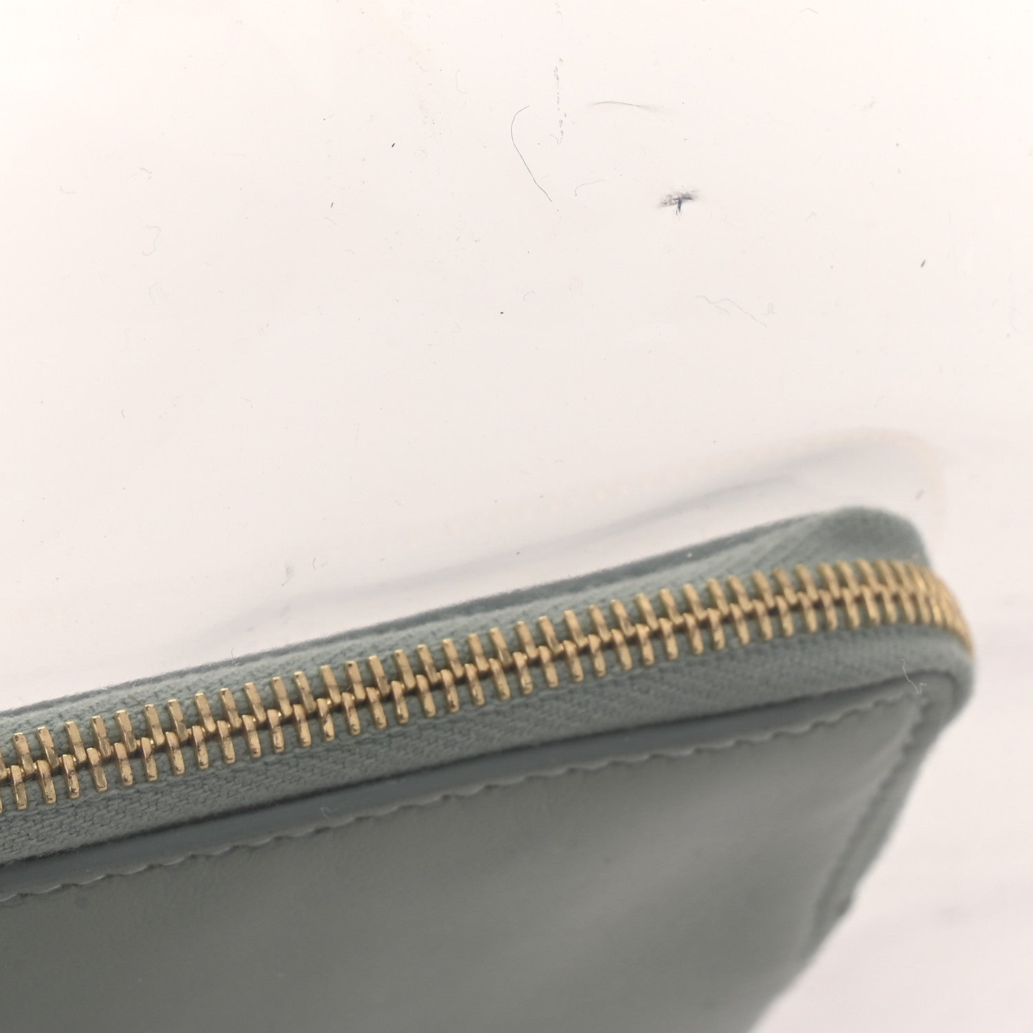 Celine Plastic Bag with Cloudy Lambskin Solo Zip Pouch Clutch Celadon 11 of 11