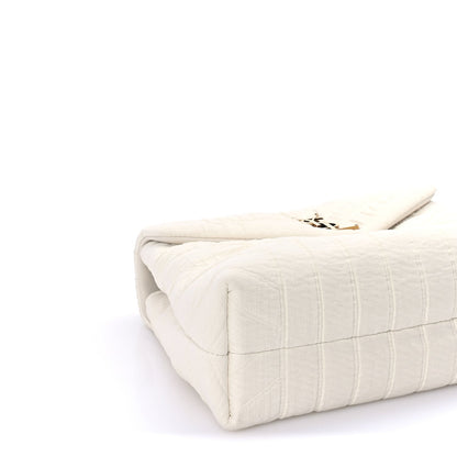 Saint Laurent Cotton Gauze Y Quilted Monogram Small Loulou Chain Satchel Vanilla Ice 8 of 9