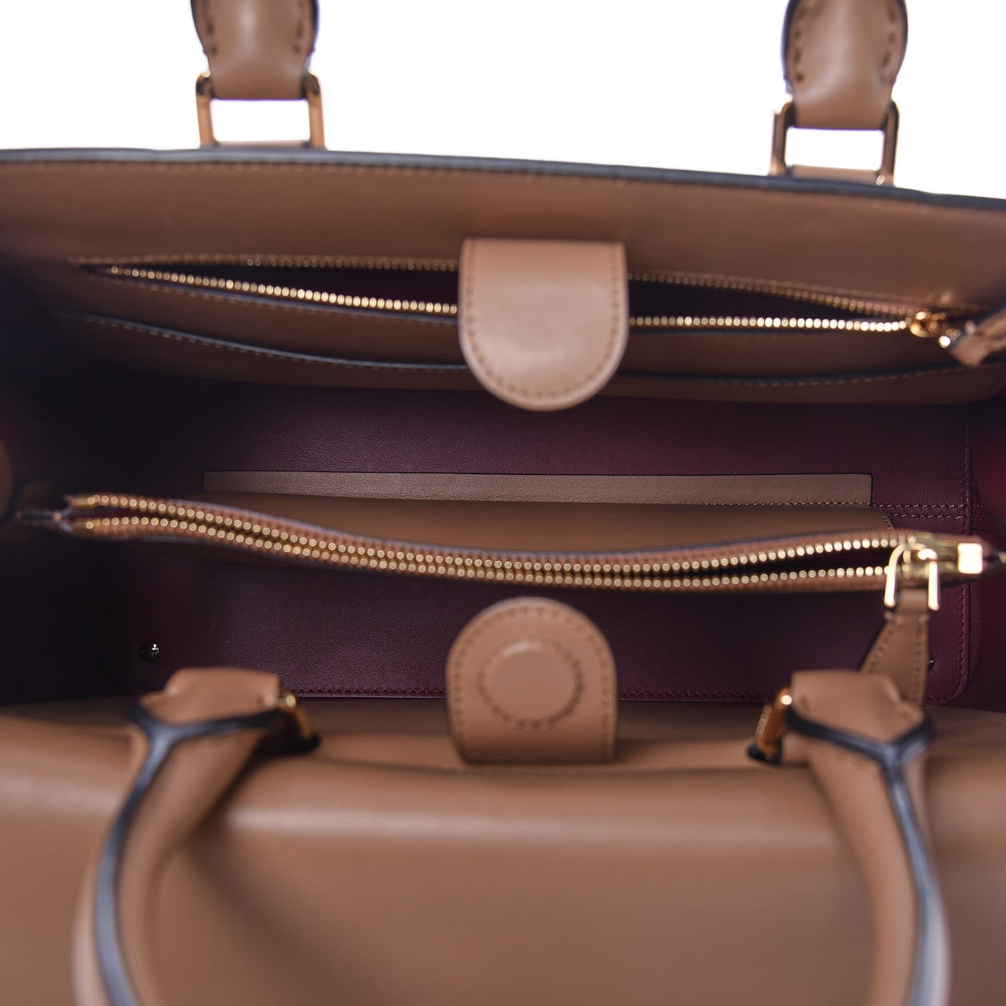 Smooth Bonded Calfskin Medium Saddle Tote Camel