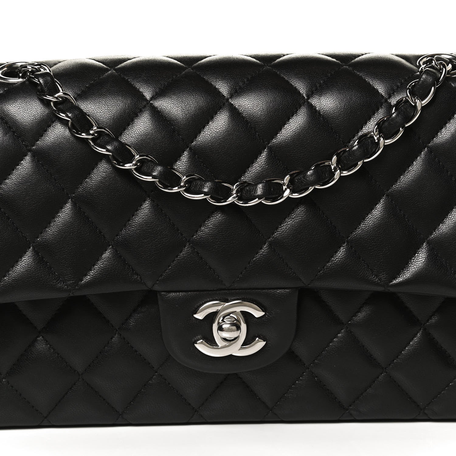 Chanel Lambskin Quilted Medium Double Flap Black 8 of 11