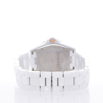 Chanel Stainless Steel 18K Beige Gold Ceramic Diamond 36.5mm J12 Automatic Watch White 3 of 7