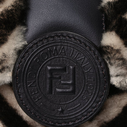 Fendi Shearling Vitello Dolce Macro FF 1974 Baguette  White Ice Tortora 5 of 8