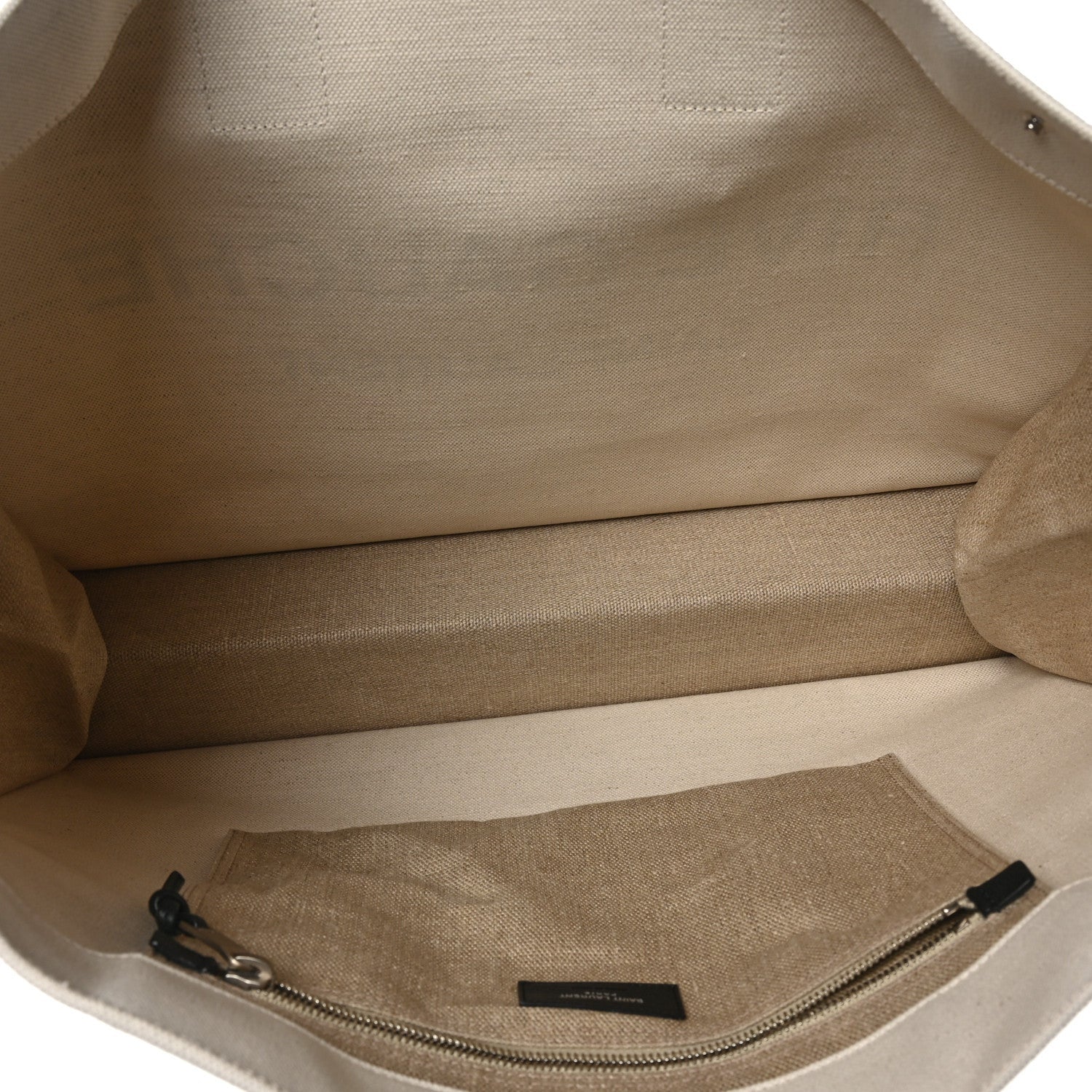 Saint Laurent Linen Calfskin Rive Gauche Tote Greggio Natural 5 of 7