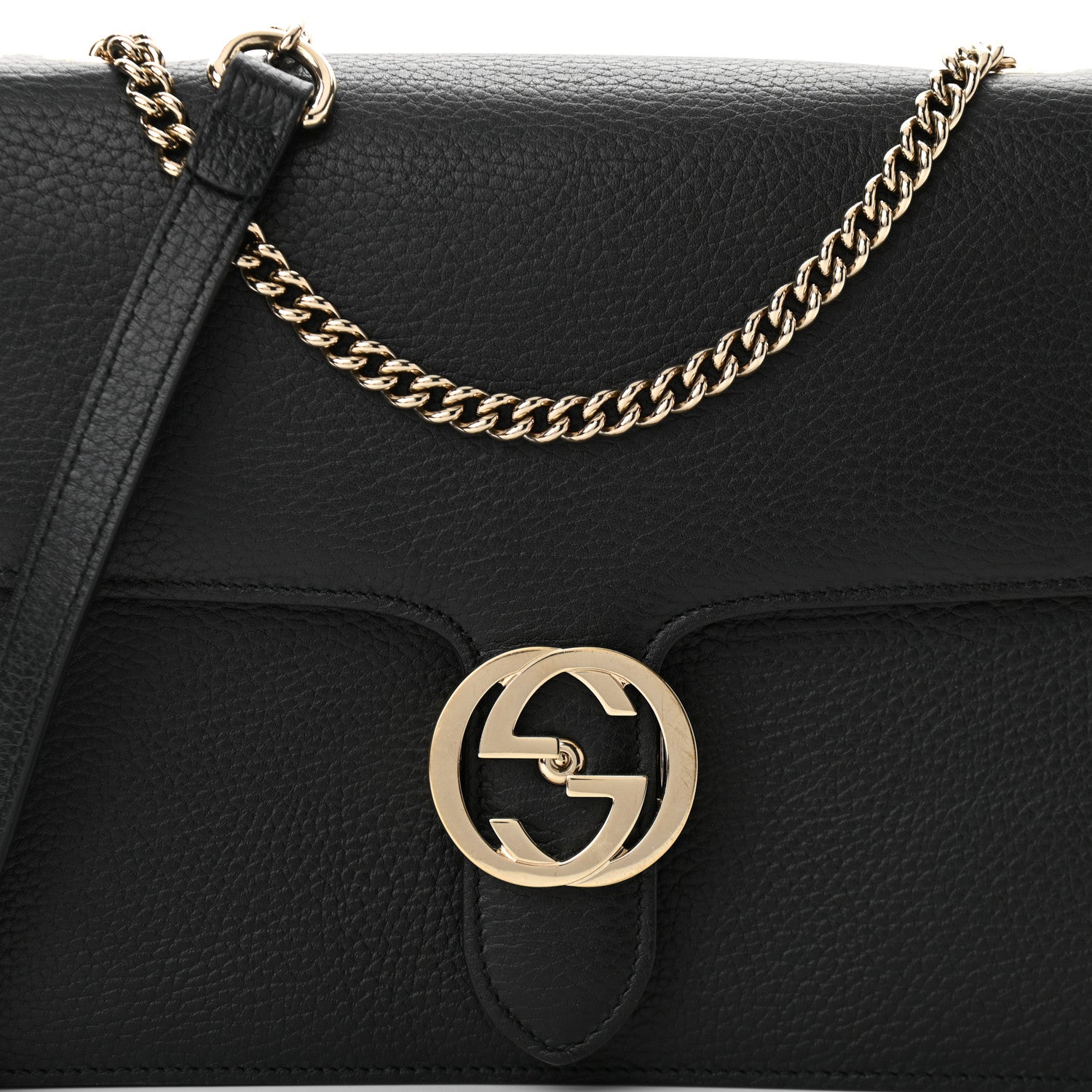 Gucci Dollar Calfskin Interlocking G Shoulder Bag Black 8 of 10