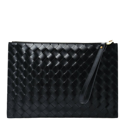 Bottega Veneta Nappa Intrecciato Medium Flat Zip Pouch Black 1 of 7