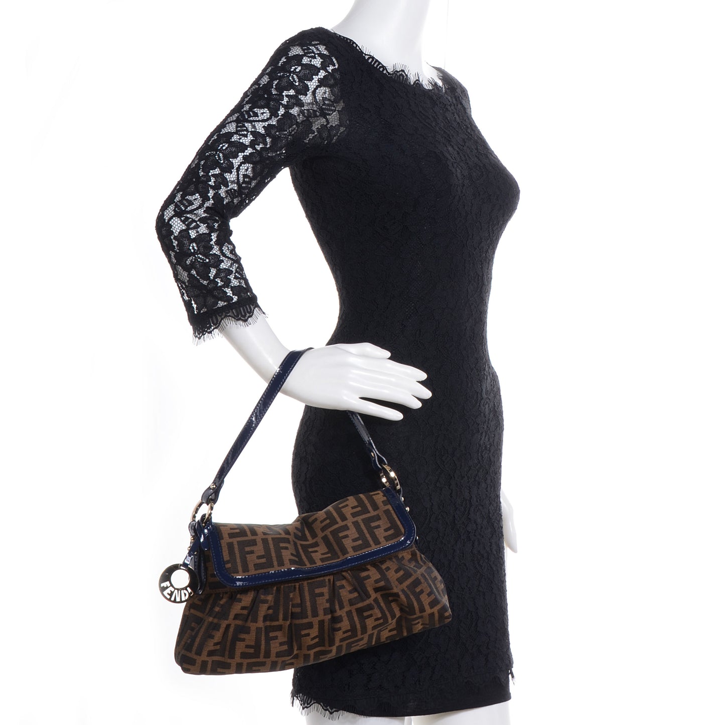 Zucca Patent Small Chef Shoulder Bag Tobacco Blue