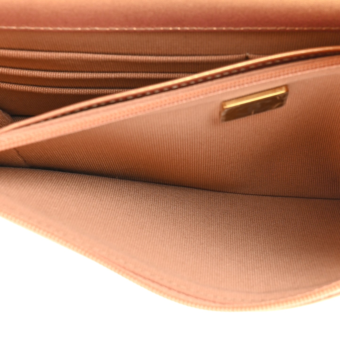 Metallic Lambskin Quilted Wallet On Chain WOC Golden