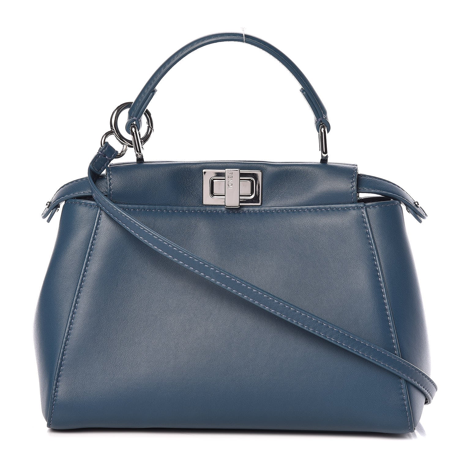 Fendi Nappa Mini Peekaboo Iconic Satchel Pavone 1 of 10