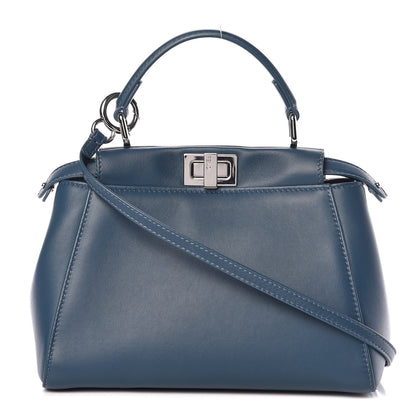 Fendi Nappa Mini Peekaboo Iconic Satchel Pavone 1 of 10
