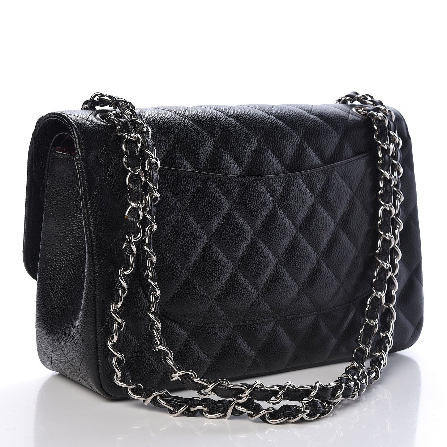 Caviar Quilted Jumbo Double Flap Black