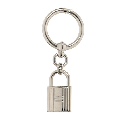 Hermes Palladium Mini Loop Charms Cadenas Scarf Ring Silver 1 of 5