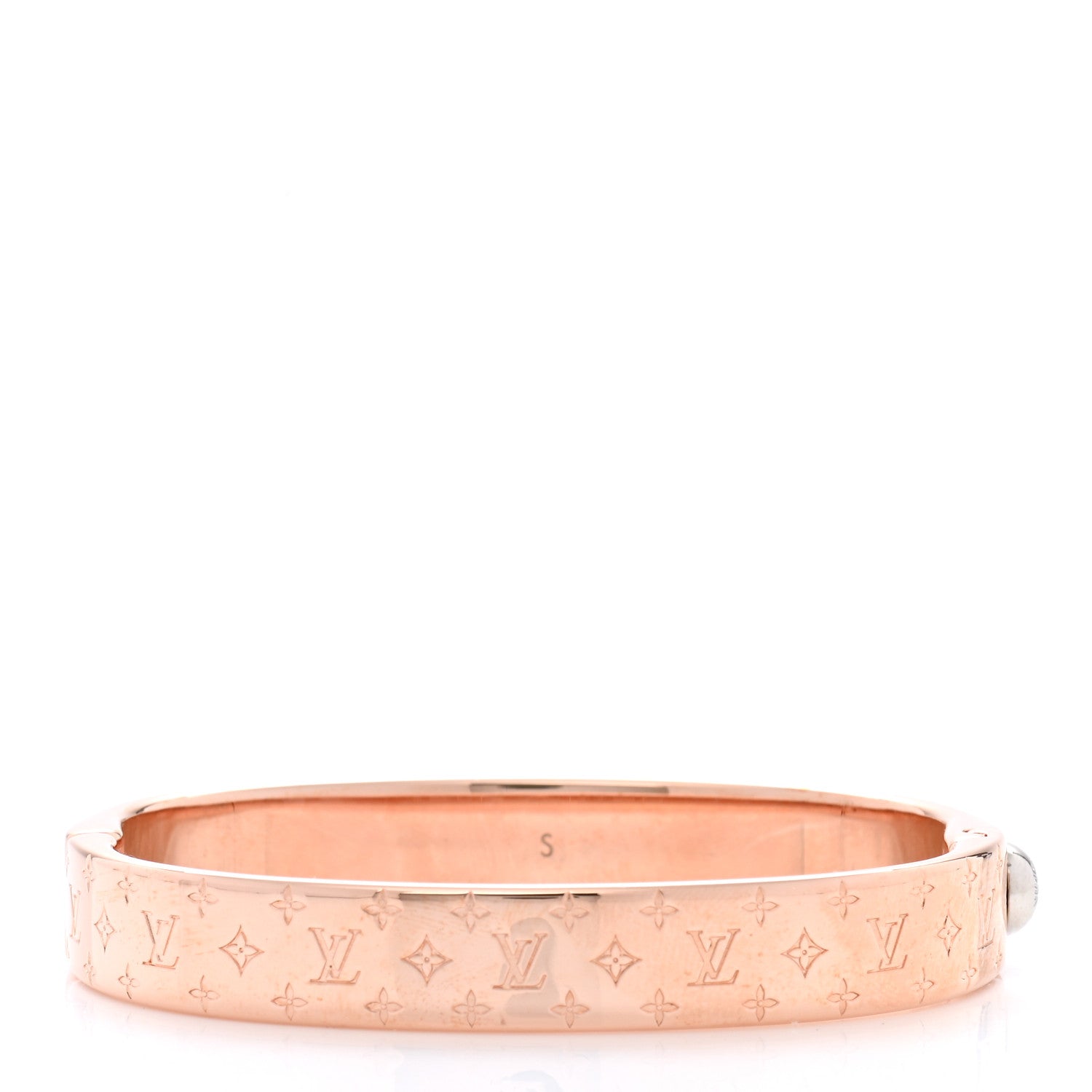 Louis Vuitton Brass Monogram Nanogram Cuff S Pink Gold 3 of 8