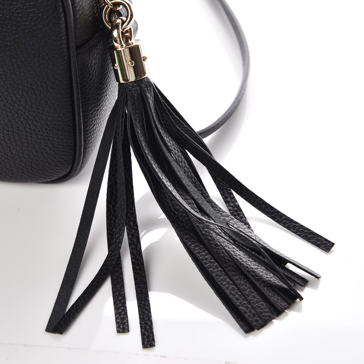 Pebbled Calfskin Small Soho Disco Bag Black