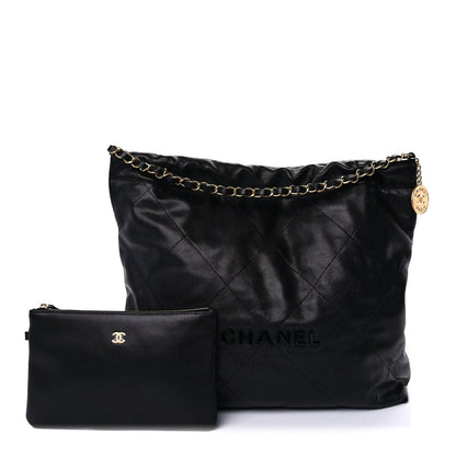 Chanel Shiny Caviar Quilted Monochrome  22  Black 1 of 7