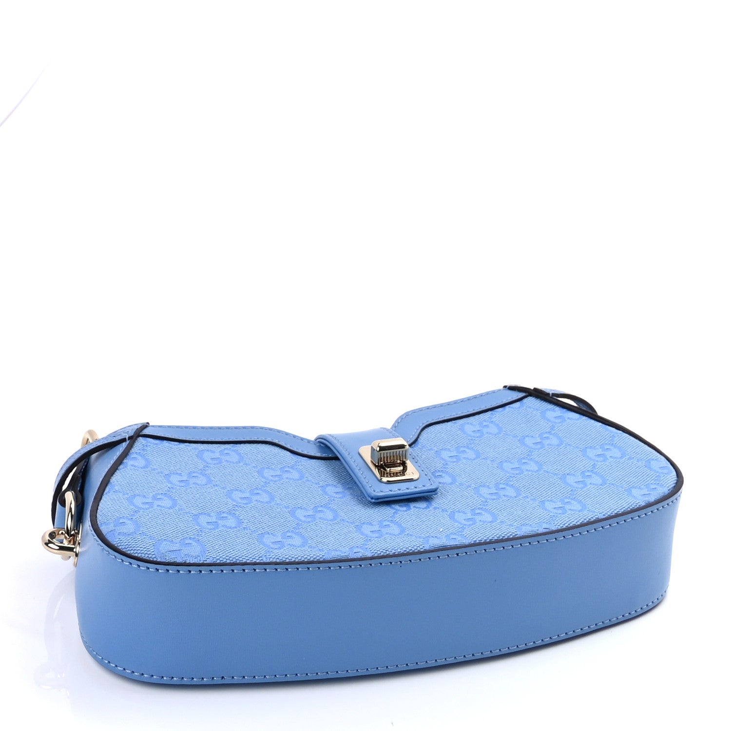 Gucci Calfskin Monogram Mini Moon Side Shoulder Bag Blue 3 of 8