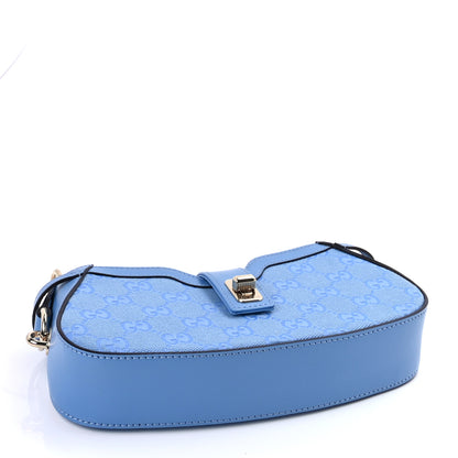 Gucci Calfskin Monogram Mini Moon Side Shoulder Bag Blue 3 of 8