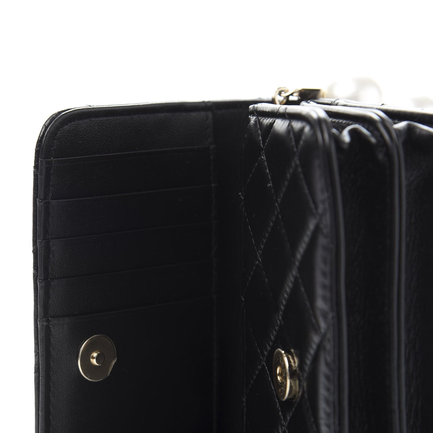 Calfskin Quilted Mini Maxi Pearls Wallet On Chain WOC Black