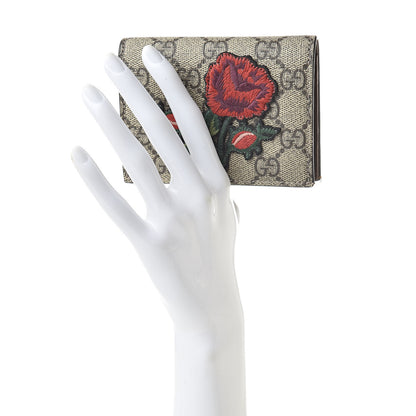 Gucci GG Supreme Monogram Rose Embroidered Print Card Case 2 of 8