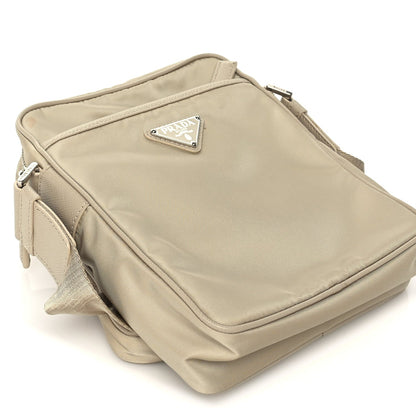 Prada Tessuto Nylon Saffiano Front Pocket Zip Messenger With Pouch Beige 7 of 8