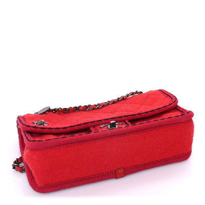 Chanel Wool Quilted Jumbo Edelweiss Single Flap Red 3 of 7