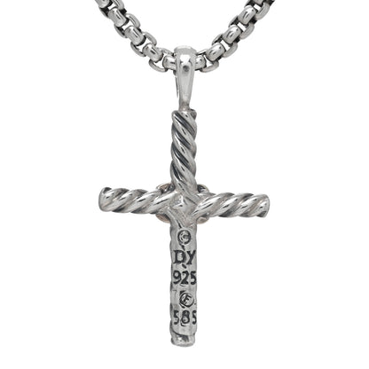 David Yurman Sterling Silver 14K Yellow Gold Petite X Cross Pendant Necklace 5 of 5