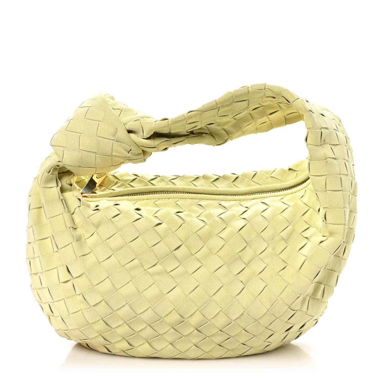 Bottega Veneta Suede Calfskin Intrecciato Teen Jodie Hobo Lemon Wash 1 of 9