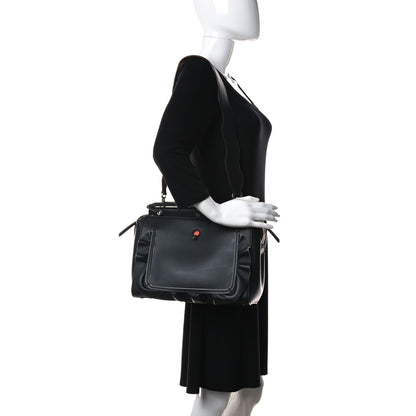 Fendi Vitello Baltico Century Dolce Waves DotCom Satchel Black Terracotta 2 of 12