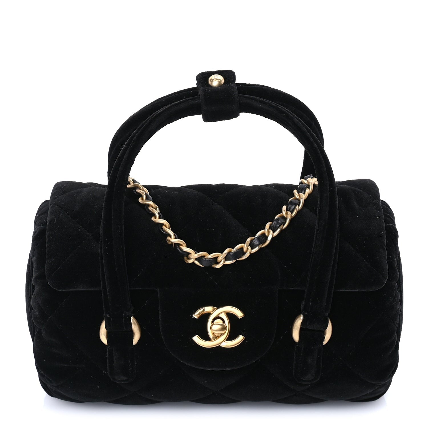 Chanel Velvet Quilted Mini Top Handle Flap  Black 1 of 7