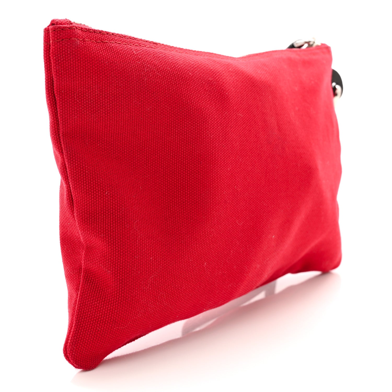 Prada Denim Logo Wristlet Pouch Fuoco Red 3 of 11