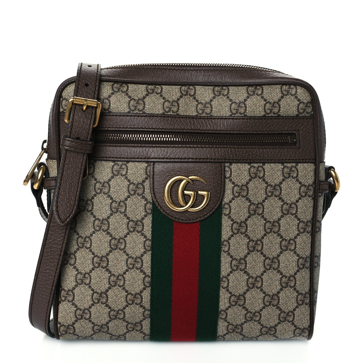 GG Supreme Monogram Web Small Ophidia Messenger Bag Brown